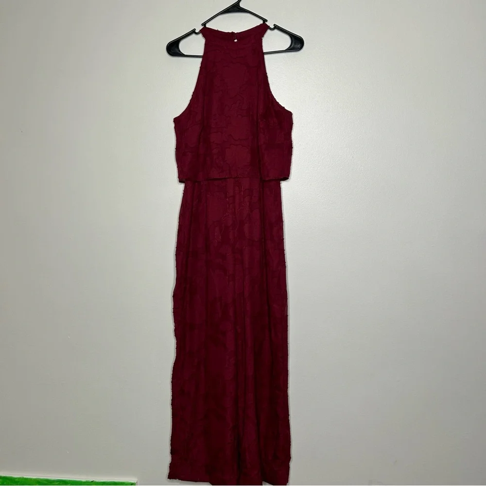 Lulu's Rich Red Halter Jumpsuit - Picture 2 of 10